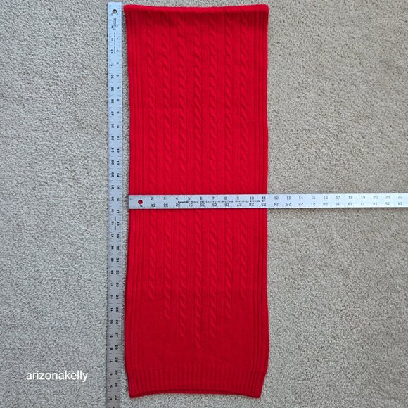 Accessories - Red Cashmere Cable Knit Scarf